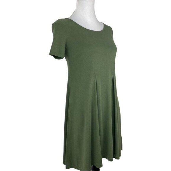 Silence + Noise Green Modal Short Sleeve Scoop Neck Business Career Dress XS/C32 - Picture 2 of 9